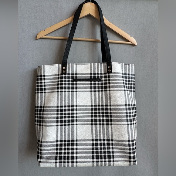 Thirty-One | Buffalo Check Plaid Large Tote Bag | Faux Leather Shoulder Bag - Picture 3 of 11